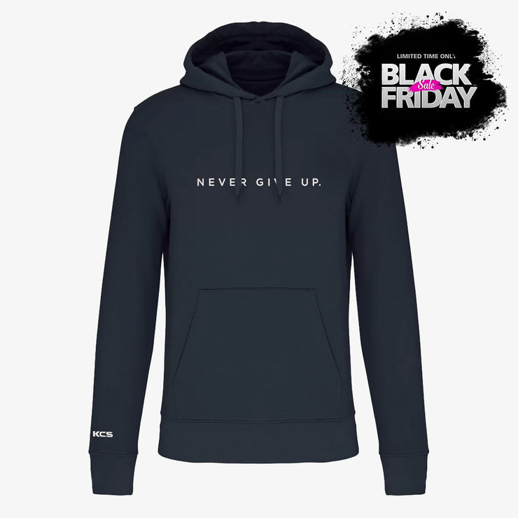 Never Give Up Classic Eco Friendly Hoodie - Navy