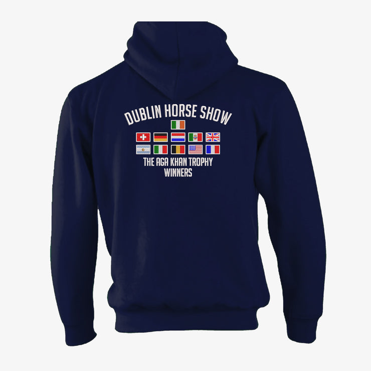 Dublin Horse Show Peached Hoody with flags embroidery on back - Midnight Navy