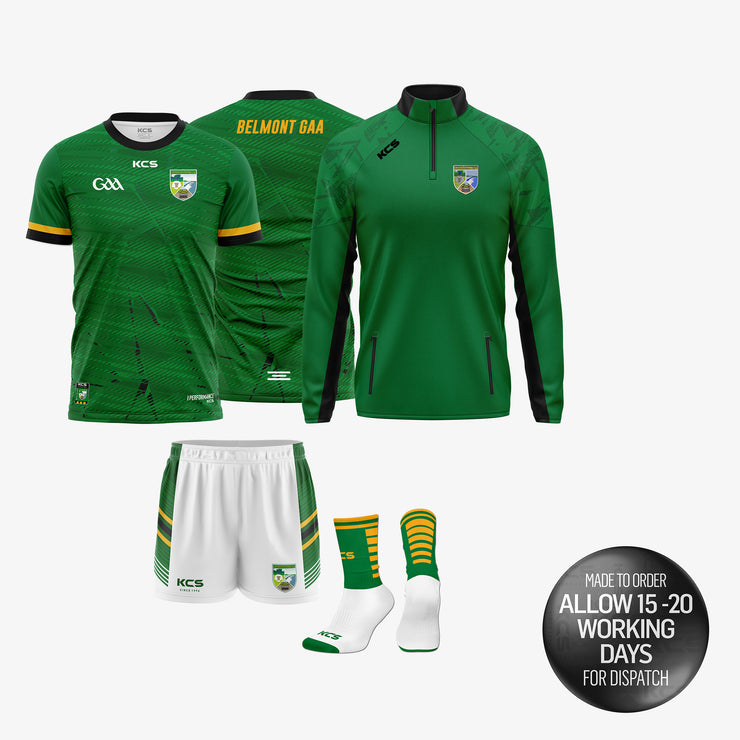Belmont GAA KCS Viva Half Zip Top / Training Jersey / Shorts / Socks Pack - ADULTS