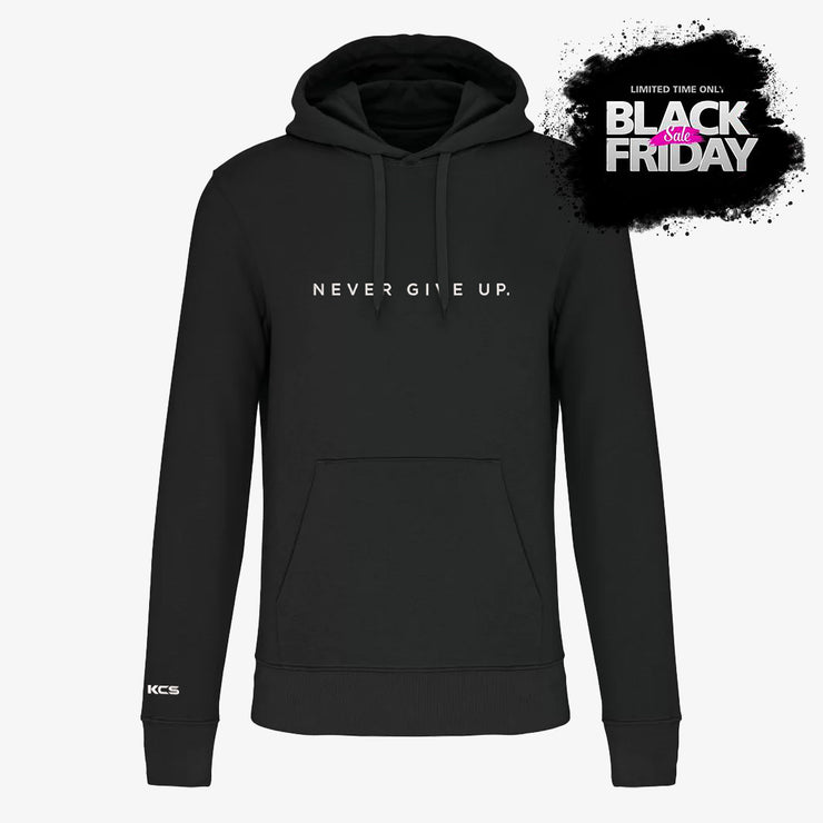 Never Give Up Classic Eco Friendly Hoodie - Black