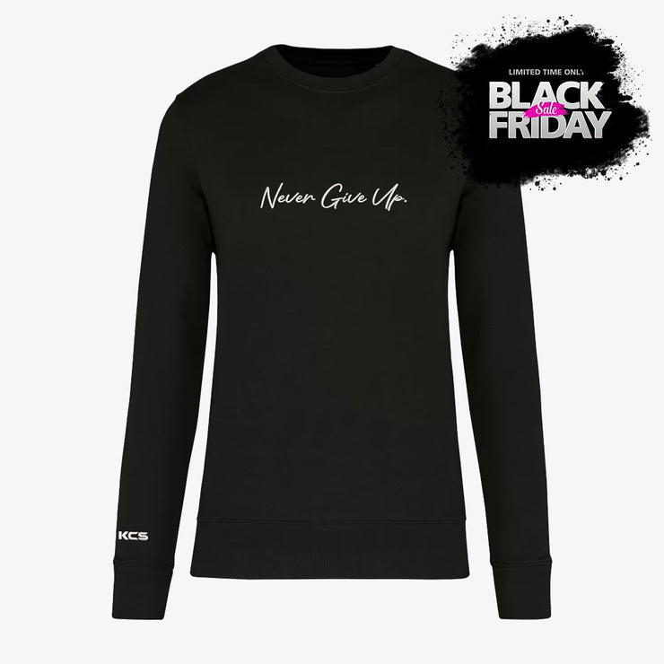 Never Give Up Script Eco Friendly Crew - Black