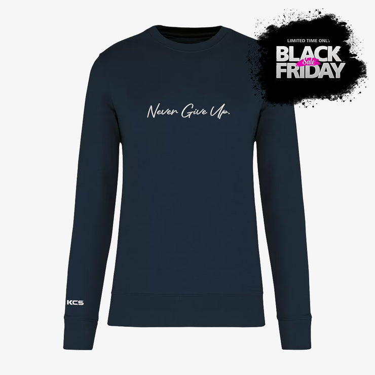 Never Give Up Script Eco Friendly Crew - Navy