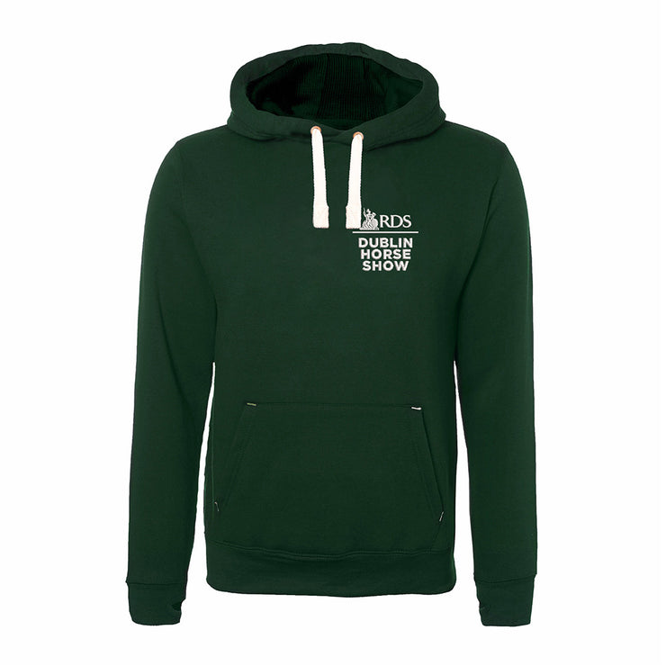 Dublin Horse Show Hoody with Waffle hood lining and flags embroidery on back - Forest Green