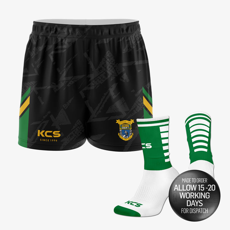 Finuge GAA Black / Green / Gold Training Shorts & Socks