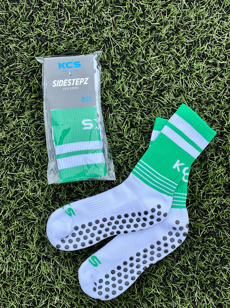 Mullingar Celtic FC KCS SideStepz Grip Socks New 3 PACK (WHITE/GREEN/WHITE)