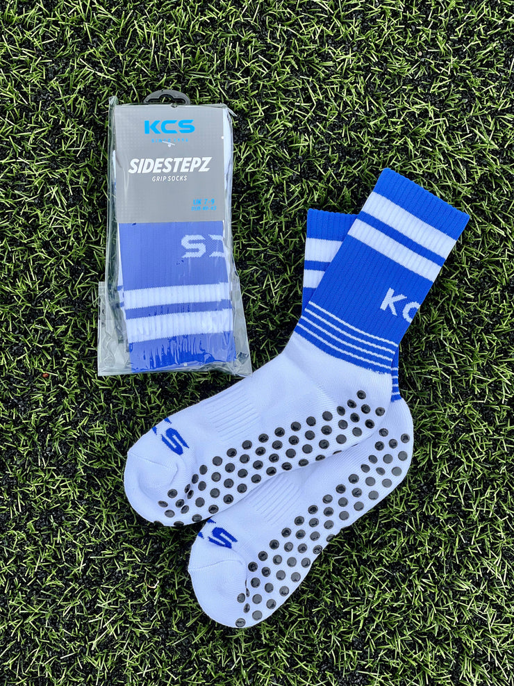 Carlow Town Hurling and Camogie Club KCS SideStepz Grip Socks (WHITE/ROYAL/WHITE)