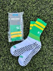 St. Brigid's Gaels Longford KCS SideStepz Grip Socks New 3 PACK (WHITE/GREEN/GOLD)