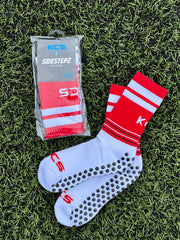 Turin Hurling Club KCS SideStepz Grip Socks New 3 PACK (WHITE/RED/BLACK)