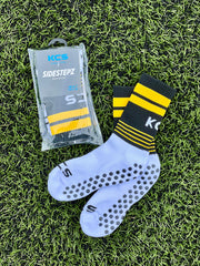 KCS SideStepz Grip Socks (WHITE/BLACK/GOLD)