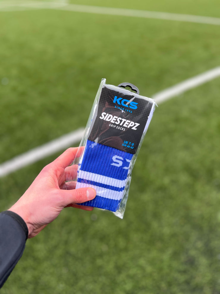 Carlow Town Hurling and Camogie Club KCS SideStepz Grip Socks (WHITE/ROYAL/WHITE)