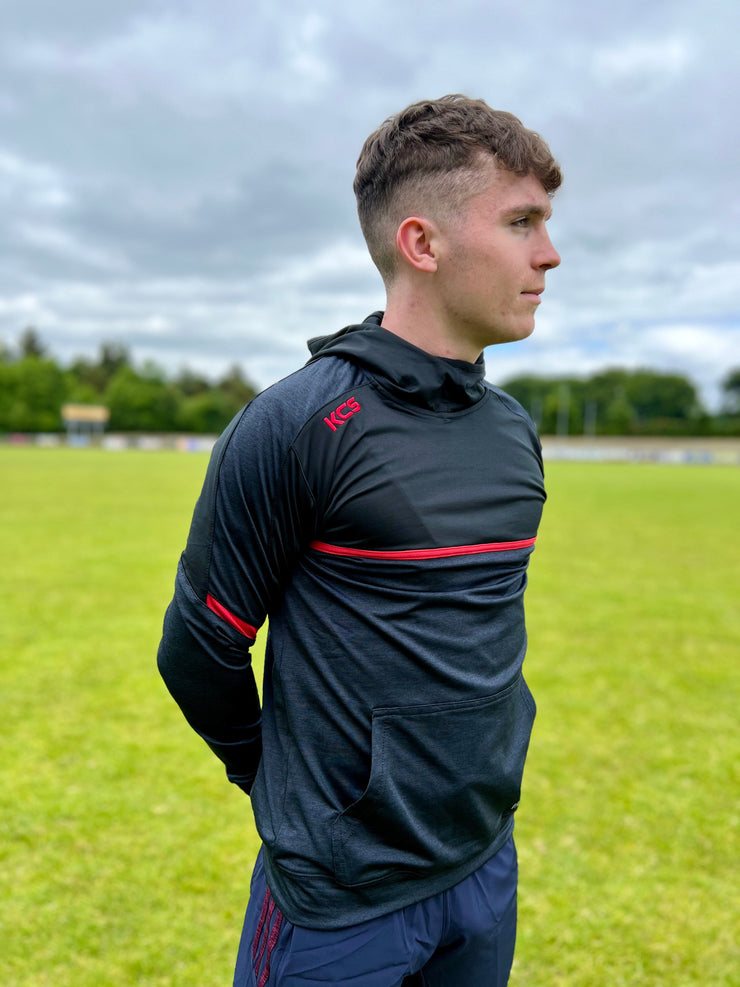 Naomh Colmcille Donegal KCS Astro V2 Hoodie Black-Black Melange-Solid Red
