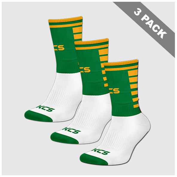 Ballinabrackey GAA Pack of 3 KCS 3D Ankle Socks - White / Green / Gold