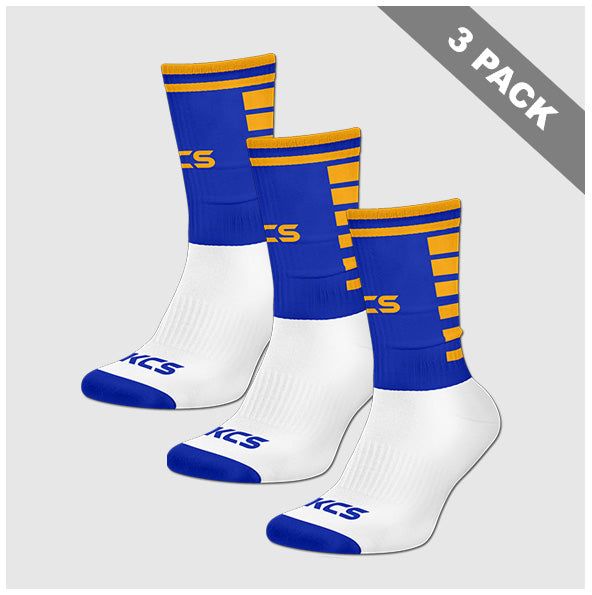 Keel GAA Pack of 3 KCS 3D Ankle Socks - White / Royal / Gold