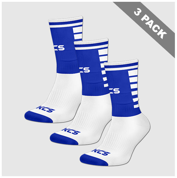 Clan na Gael Westmeath Pack of 3 KCS 3D Ankle Socks - White / Royal