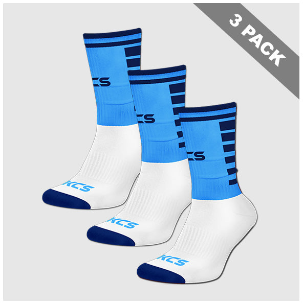 Coláiste Chiaráin Athlone Pack of 3 KCS 3D Ankle Socks - White / Sky / Navy