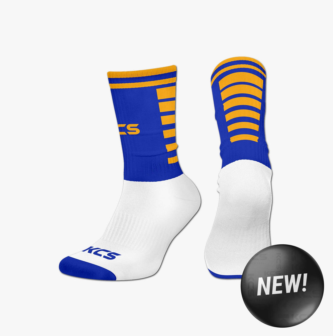 Sarsfields Ladies KCS 3D Ankle Socks New 3 PACK WHITE ROYAL GOLD KC Sports