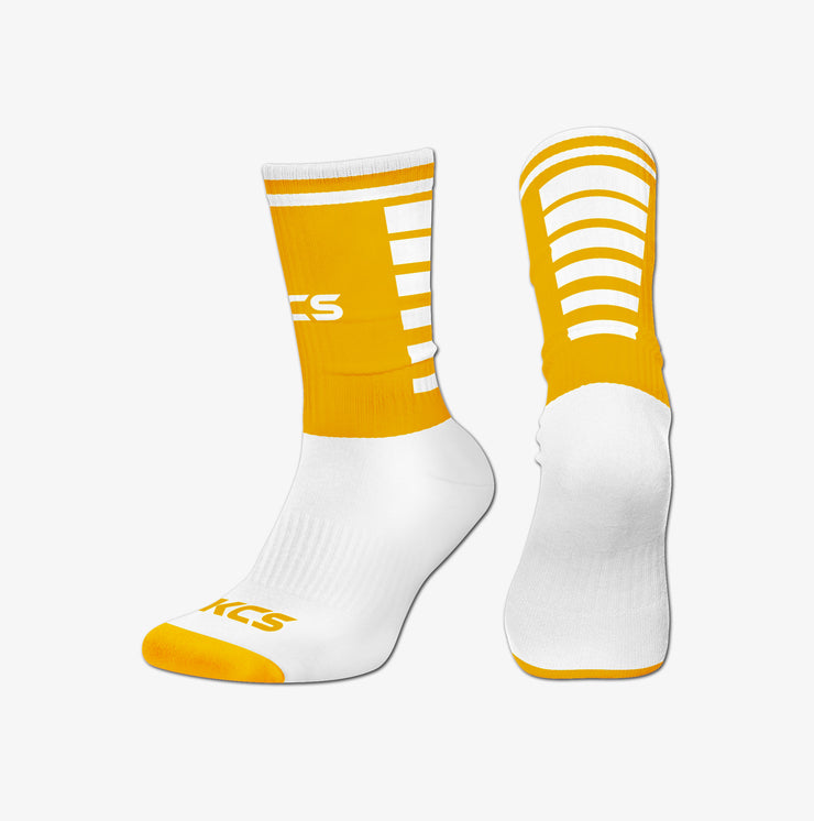 St. Brigids Camogie Club Westmeath KCS 3D Ankle Socks New 3 PACK (WHITE/GOLD)