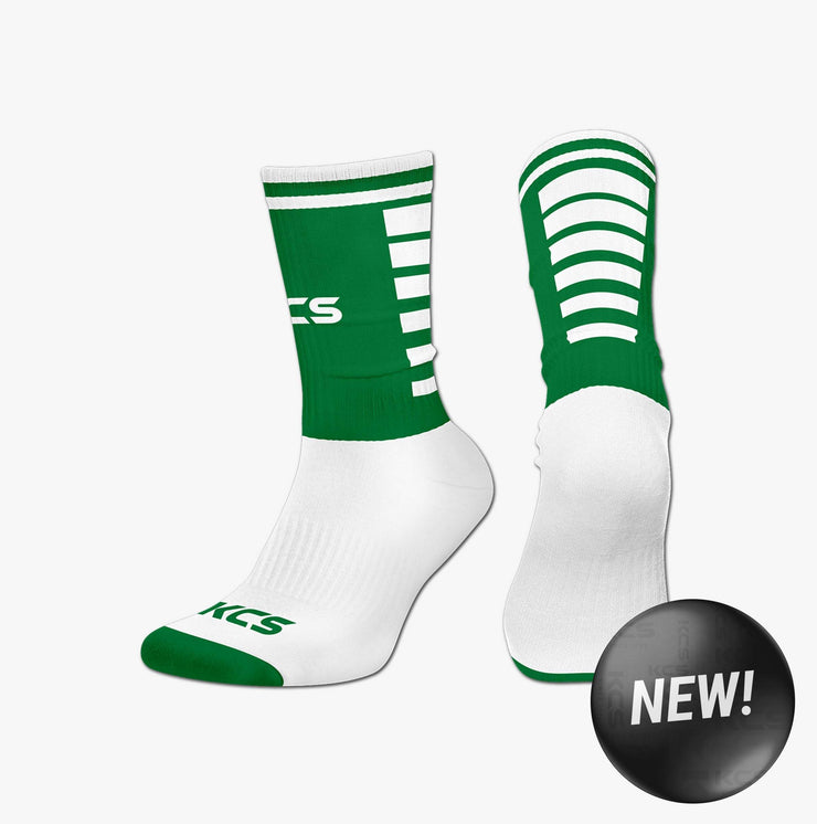 Kilbride GAA Roscommon KCS 3D Ankle Socks New 3 PACK (WHITE/GREEN)