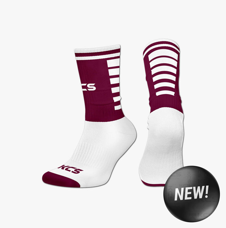 Cromane GAA KCS 3D Ankle Socks (WHITE/MAROON)