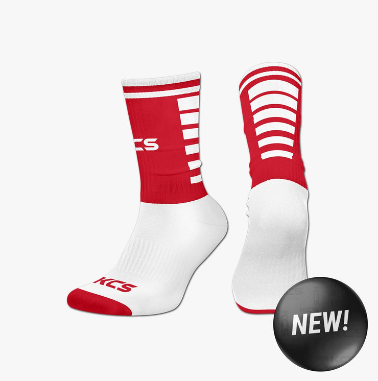 Cork Masters GAA KCS 3D Ankle Socks New 3 PACK (WHITE/RED)