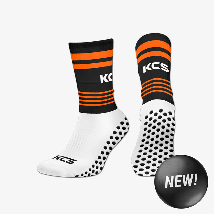 KCS SideStepz Grip Socks New 3 PACK (WHITE/BLACK/ORANGE)