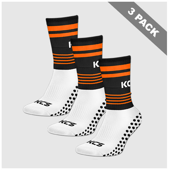 Elphin GAA Pack of 3 KCS SideStepz Grip Socks - White / Black / Orange