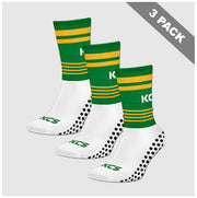 Ballinabrackey GAA Pack of 3 KCS SideStepz Grip Socks - White / Green / Gold