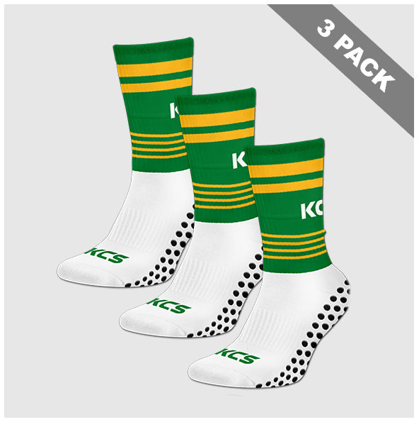 Fr. Daltons Hurling Club Pack of 3 KCS SideStepz Grip Socks - White / Green / Gold