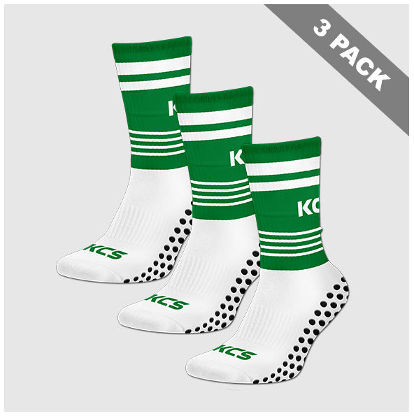 Bunscoil na Cathrach Pack of 3 KCS SideStepz Grip Socks - White / Green
