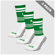 Cahir Camogie Club Pack of 3 KCS SideStepz Grip Socks - White / Green