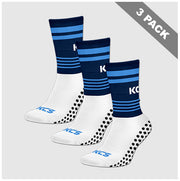 Ballinagar GAA Pack of 3 KCS SideStepz Grip Socks - White / Navy / Sky