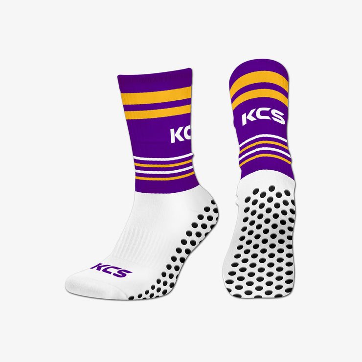 Grattan Ladies Longford KCS SideStepz Grip Socks New 3 PACK (WHITE/PURPLE/GOLD)