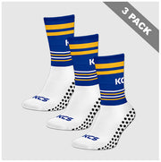 Kilshannig GAA Pack of 3 KCS SideStepz Grip Socks - White / Royal / Gold