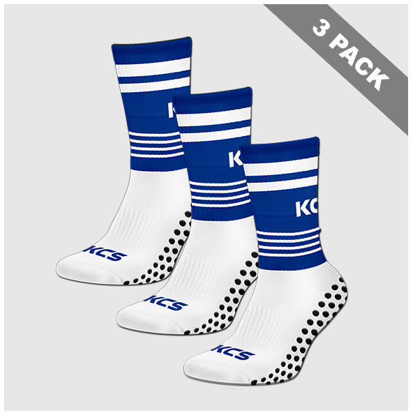 Ballyboden St Endas GAA Pack of 3 KCS SideStepz Grip Socks - White / Royal