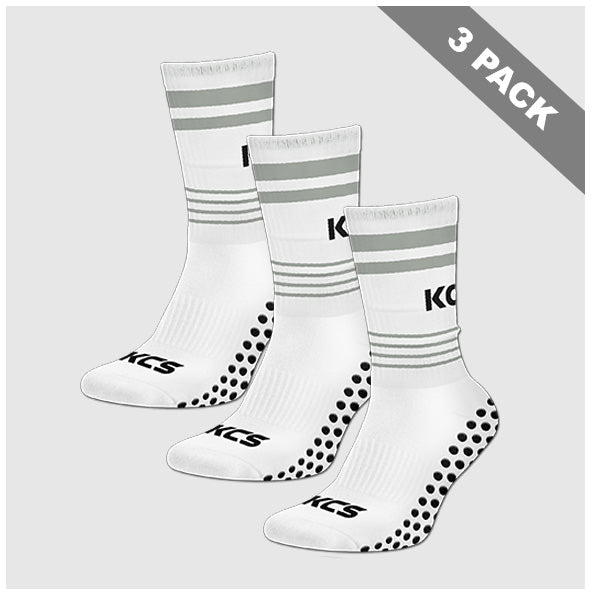Queenstown Gaels Pack of 3 KCS SideStepz Grip Socks - White / Grey