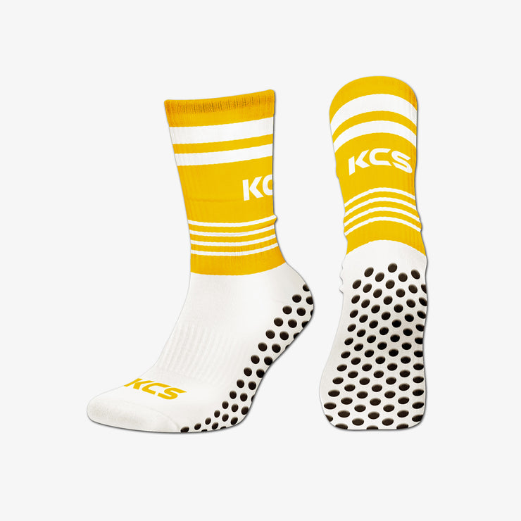 KCS SideStepz Grip Socks New 3 PACK (WHITE/GOLD/WHITE)