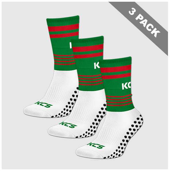 Pack of 3 KCS SideStepz Grip Socks - White / Green / Red