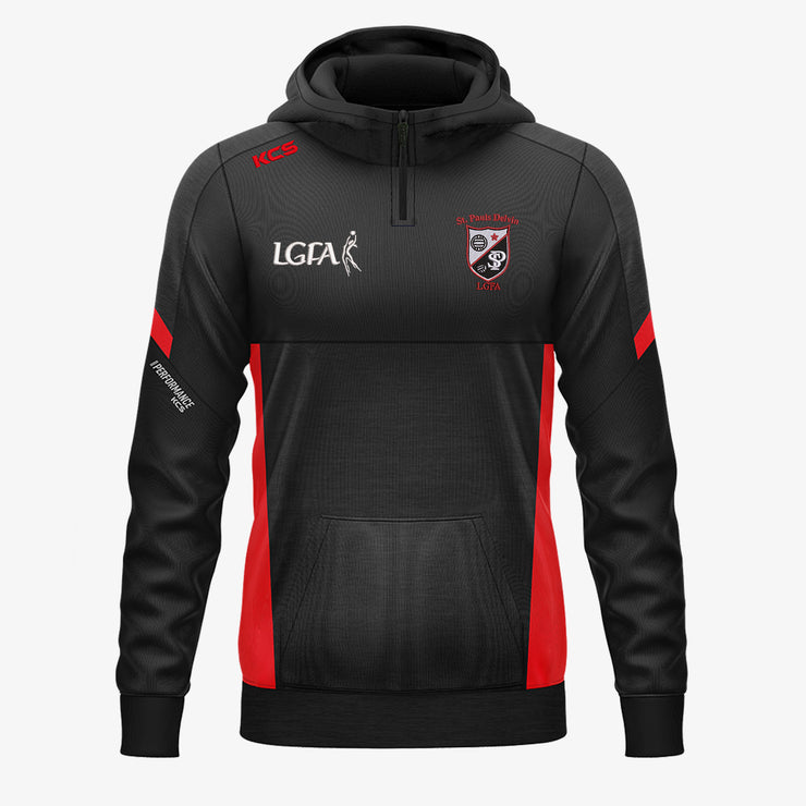 St Pauls Delvin LGFA KCS Helios Half Zip Hoodie Black/Red
