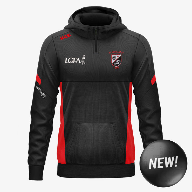 St Pauls Delvin LGFA KCS Helios Half Zip Hoodie Black/Red