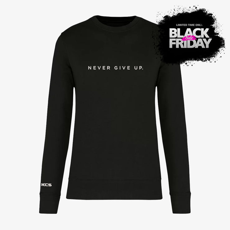 Never Give Up Classic Eco Friendly Crew - Black