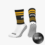 The Downs Ladies KCS SideStepz Grip Socks (WHITE/BLACK/GOLD)