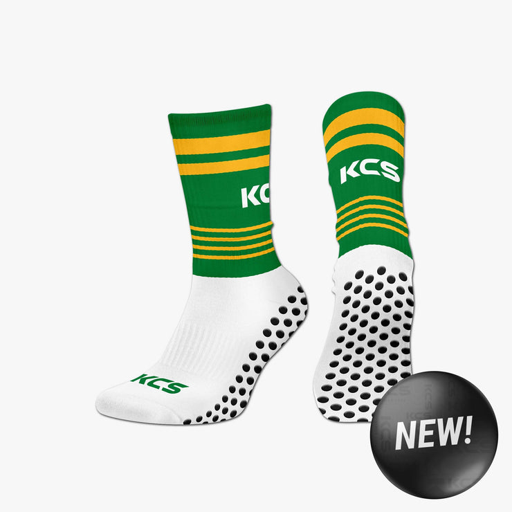 KCS SideStepz Grip Socks (WHITE/GREEN/GOLD)