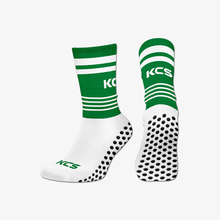 KCS SideStepz Grip Socks (WHITE/GREEN/WHITE)