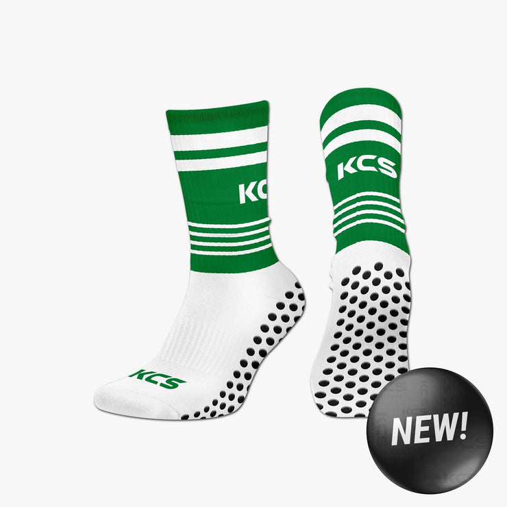 Ballyduff GAA KCS SideStepz Grip Socks (WHITE/GREEN/WHITE)