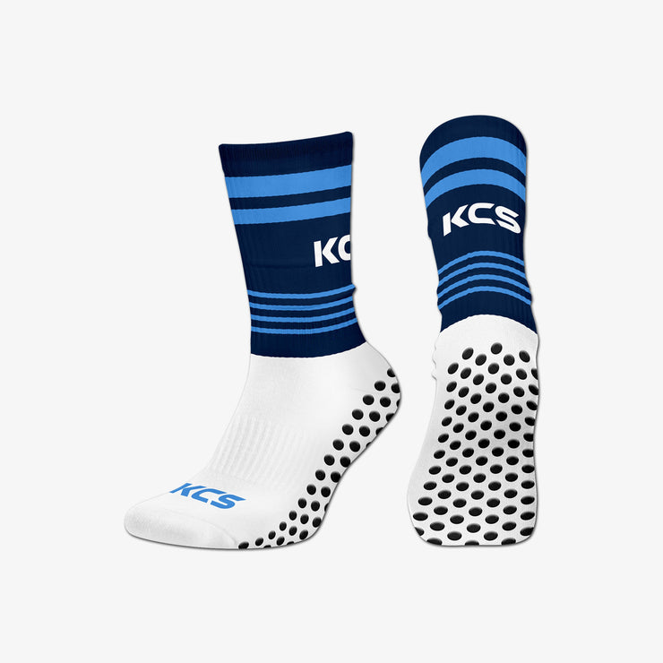 Tyrrellspass GAA KCS SideStepz Grip Socks (WHITE/NAVY/SKY BLUE)