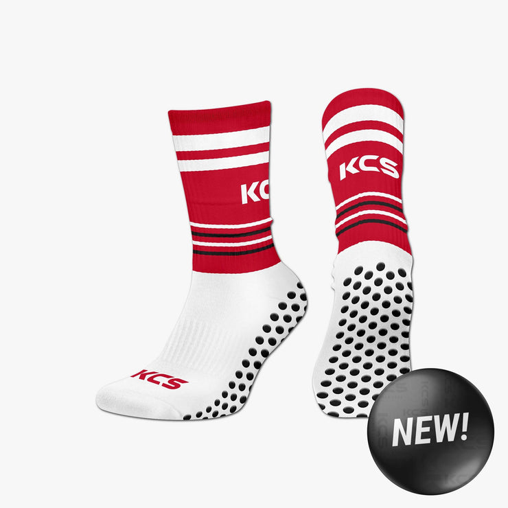 Turin Hurling Club KCS SideStepz Grip Socks (WHITE/RED/BLACK)