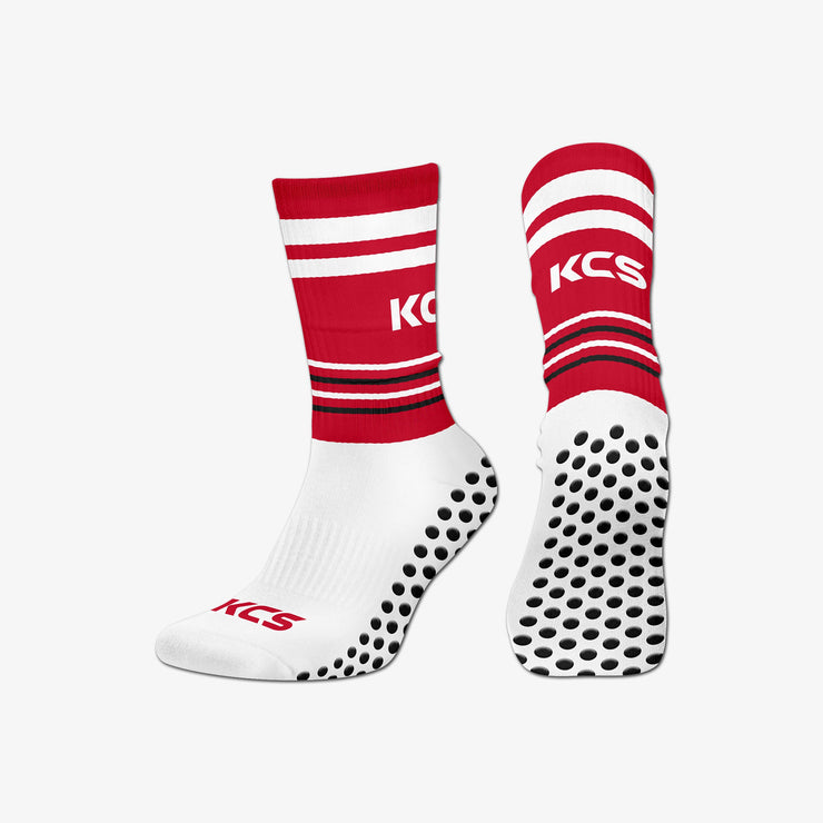 KCS SideStepz Grip Socks New 3 PACK (WHITE/RED/BLACK)