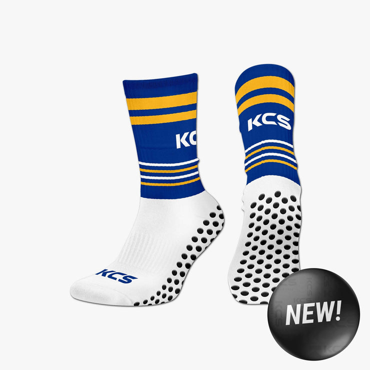 Castlepollard Hurling & Camogie Club KCS SideStepz Grip Socks (WHITE/ROYAL/GOLD)