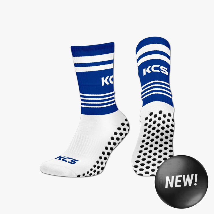 Raharney Camogie Club KCS SideStepz Grip Socks (WHITE/ROYAL/WHITE)