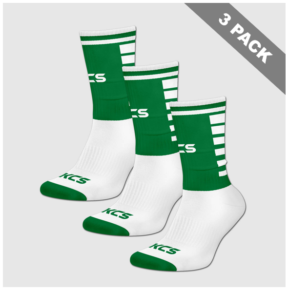 Dunmore MacHales Pack of 3 KCS 3D Ankle Socks - White / Green